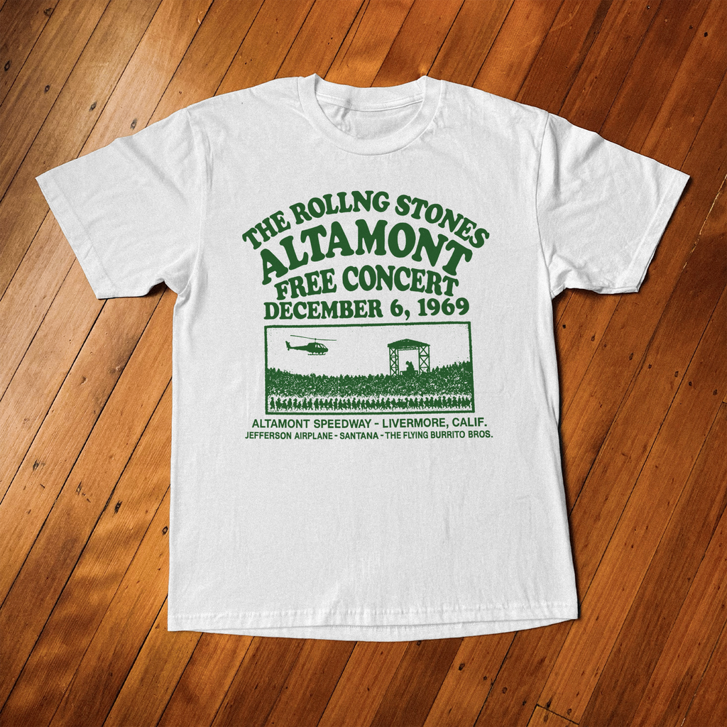 Rolling Stones 'Altamont Free Concert' Retro White T-Shirt product image 1