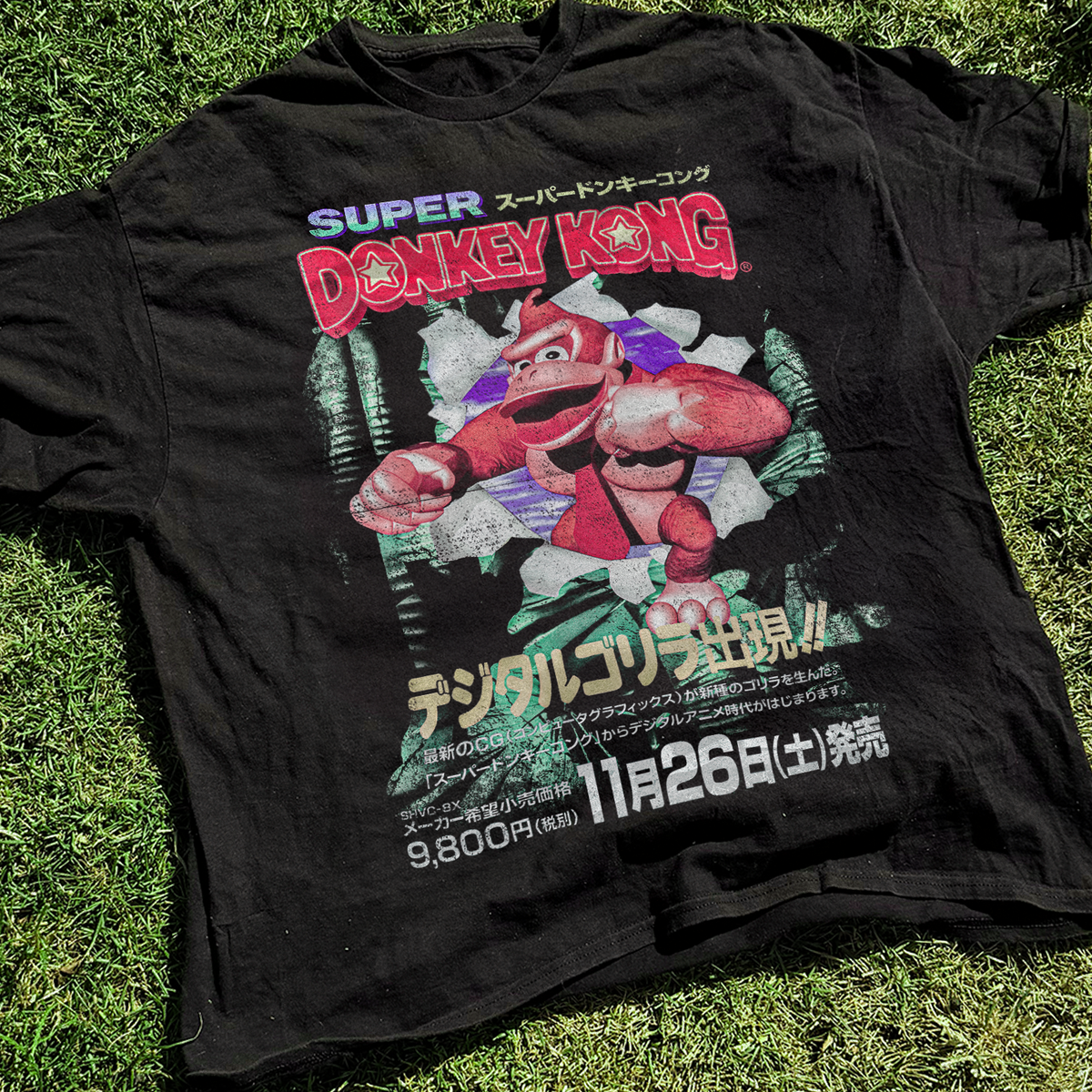 Vintaged 'Super Donkey Kong' Japanese SNES Washed Black Tee product image 2