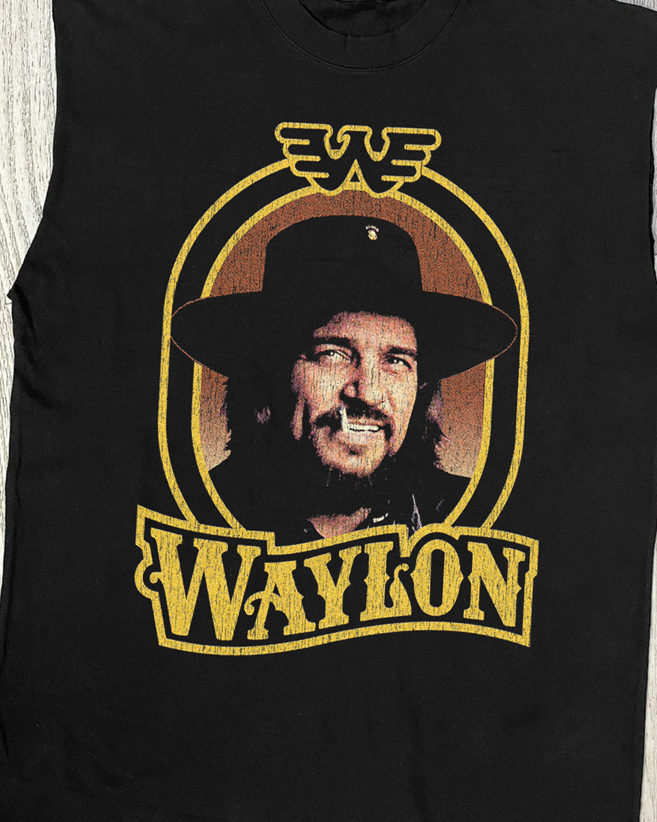 90'S Waylon Jennings Cut-Off Black Shirt product image 2