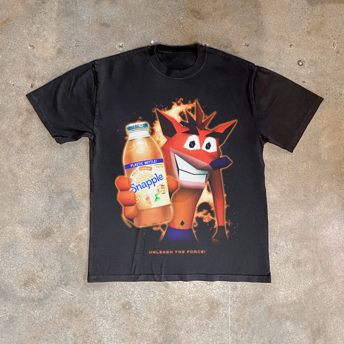90S Nostalgia 'Crash Bandicoot X Snapple' Heavy Faded Black product image 1