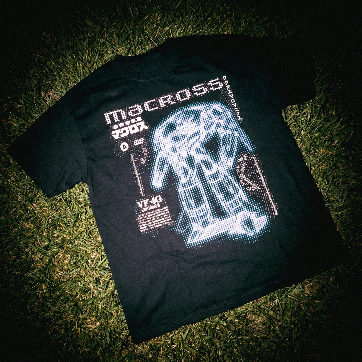 'Macross Maniax' Mech Blueprint Vintage Washed Black Tee product image 2
